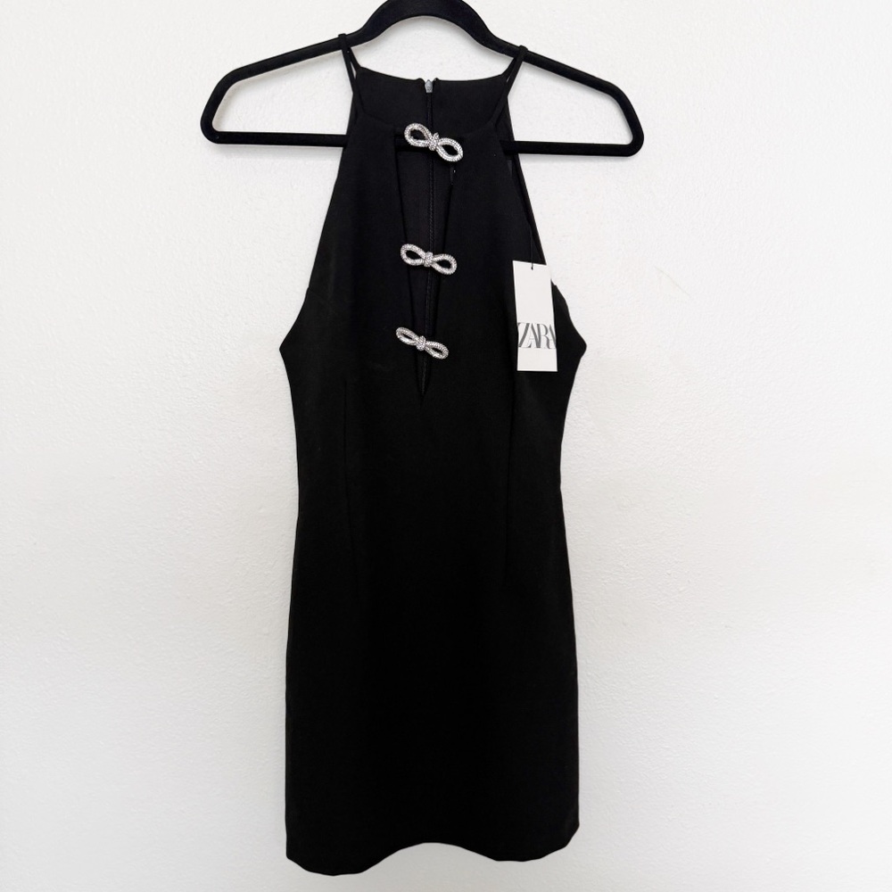 NWT Zara Crystal Bow Mini Dress